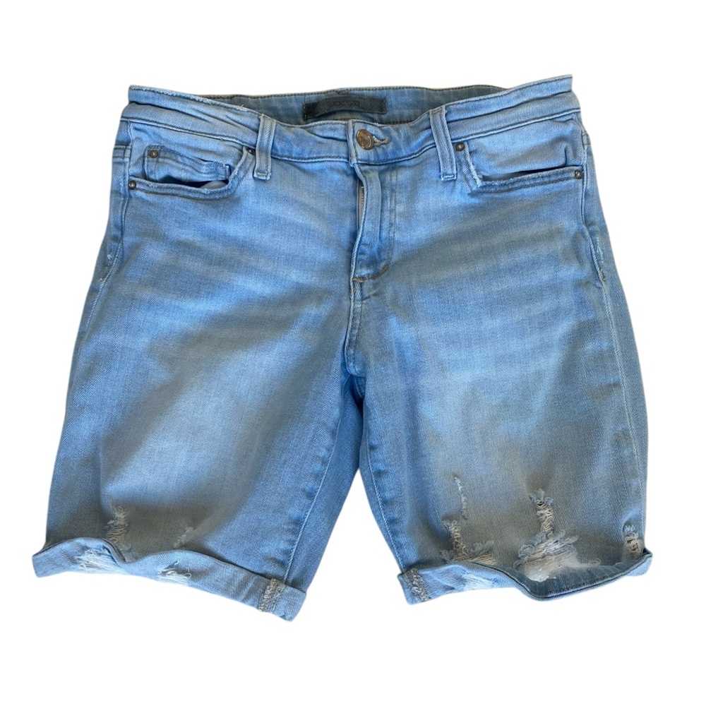 JOE’S Women's Light Wash Distressed Mid Rise Bermuda Shorts - The Finn  Size: 28